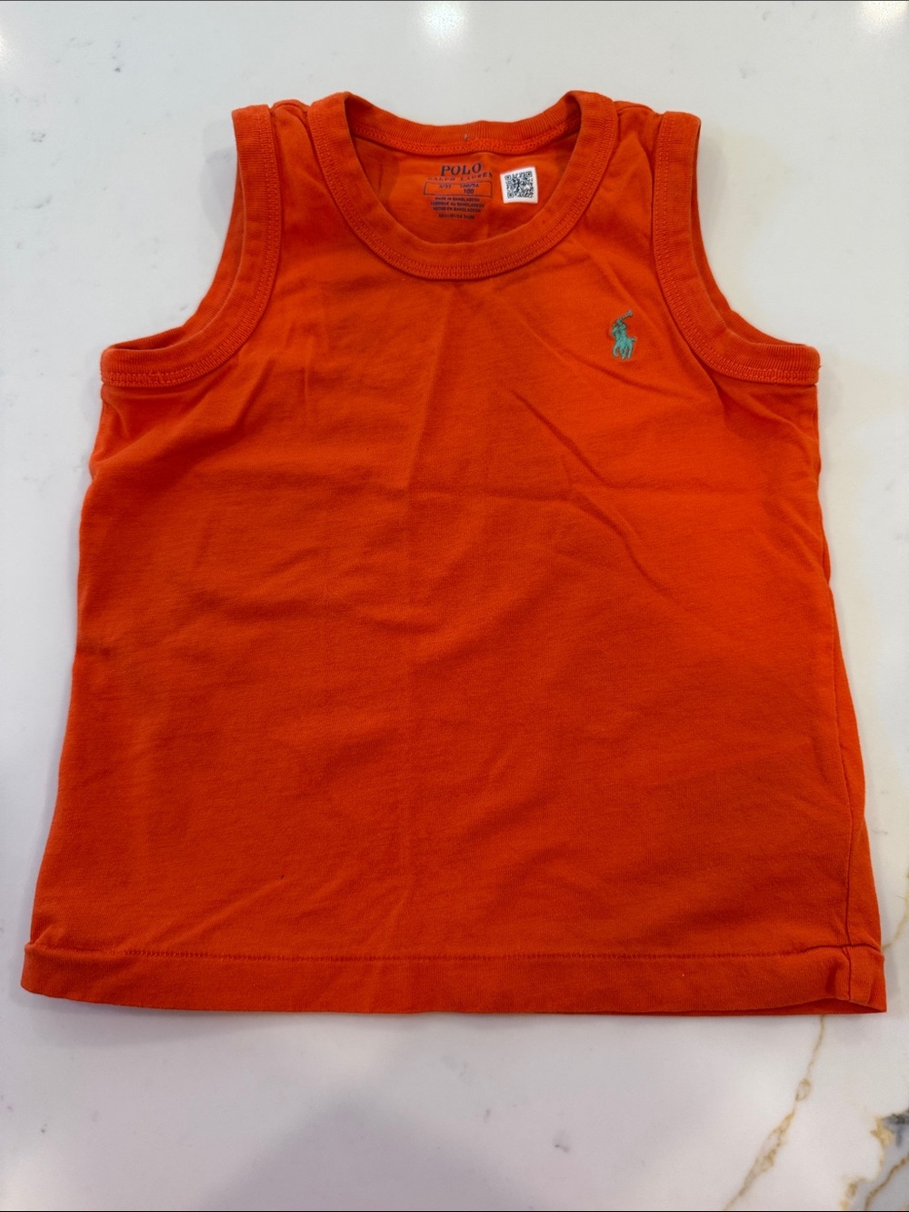 Polo by Ralph Lauren Bright Orange Cotton Tank Top with Embroidered Pony